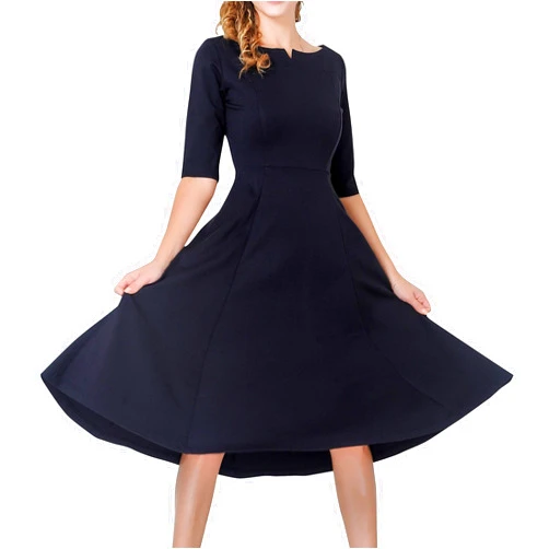 Marycrafts Women's Fit Flare Tea Midi Dress for Office Business Work