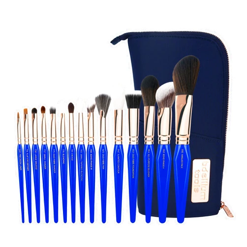 Bdellium Tools Professional Makeup Brush Golden Triangle - Phase III Complete 15pc. Brush Set with Stand-Up Pouch