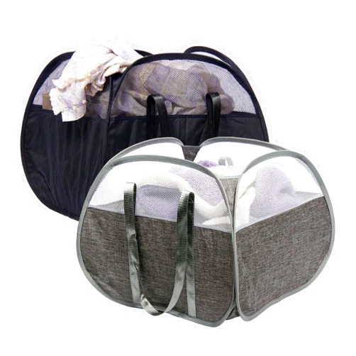 Hedonlee Collapsible Laundry Basket, 90L Foldable Pop Up Laundry Hamper with Reinforced Handles, Square Tear Proof Mesh Dirty Clothes Hamper for Laundry