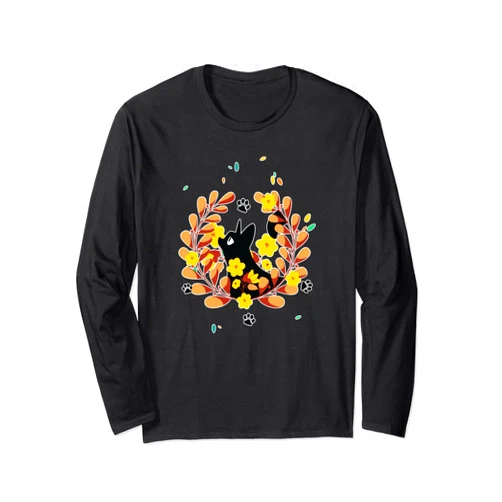 Visit The Feline Serenity Apparel CUTE BLACK ANGEL CAT KITTEN FALL ORANGE Angelic Serene Long Sleeve T-Shirt