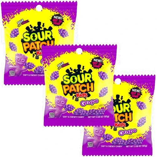The Hampton Candy Company Sour Kids Grape, 3.58 Ounce Bags (Pack of 3)
