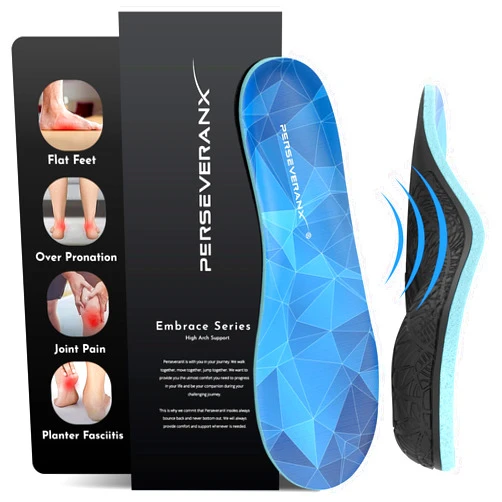 Perseveranx NASA Grade Plantar Fasciitis Insoles – High Arch Support Insoles Men Women - Shoe Insoles for Plantar Fasciitis Relief - Absorb Shock & Relieve Flat Foot Pain - Orthotics Inserts for Work & Standing