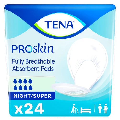 TENA ProSkin Night Super Absorbent Pads, Heavy Absorbency, Unisex, 24 count