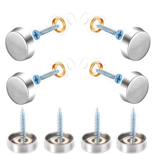 APUXON 8pcs Mirror Screws Decorative Cap Silver Color Cover 5/8