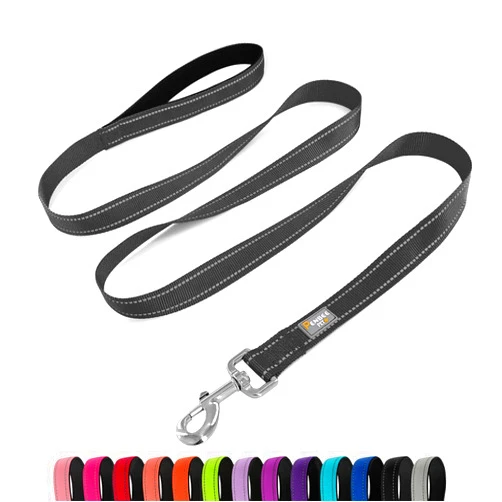 Penseepet Dog Leash 6 FT Padded Handle Nylon Reflective Dogs Leashes for Large Dogs Black