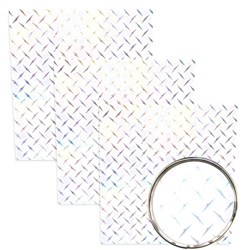 Turner Moore Edition Diamond Plate Vinyl for Cricut, 12x12 Holographic Diamond Plate Vinyl Sheets for Tumblers, Bottles, Cups, Decals, Stickers, Signs, Self-Adhesive, Permanent Silver Chrome Vinyl by Turner Moore (3-pack)