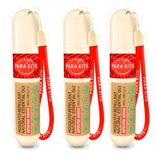 PARA'KITO PARAKITO Roll-on Gel Mosquito Repellent for Kids & Adults | w/Citronella Oil | Travel Size Insect Repellent for Hiking & Camping Accessories | DEET-Free Protection (0.67 oz) 3 Pack