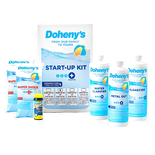 Doheny's Ultimate Pool Opening Start-Up Kit | Includes Metal Out, Algae Control, Clarifier & Super Shock | Prevents Stains, Rust & Scale | Free 10-Pack Test Strips | Pro-Grade Pool Chemicals