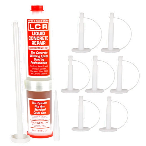 LCR Polygem LCR Injection Epoxy Part A Resin and Part B Hardener with 7 Injection Ports for Repair of Concrete Foundation Cracks, Use LCR Repair Paste for Vertical Cracks or Alone on Horizontal Surfaces