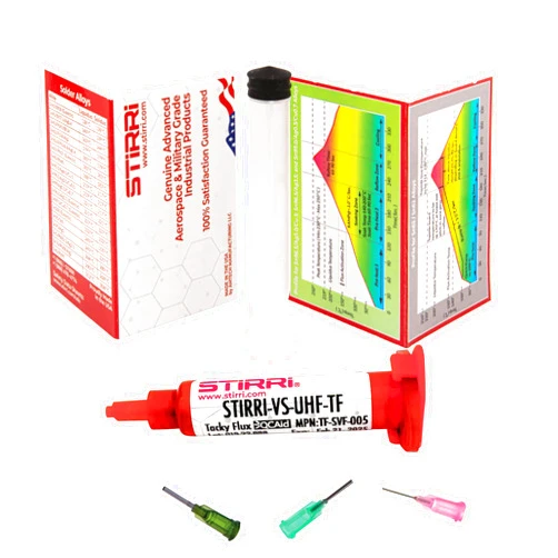 STIRRI-VS-UHF-TF no-clean universal halogen-free soldering tacky paste flux (ROL0) - 5g syringe kit – advanced tacky paste flux for SMD assemblies - solder flux with syringe applicator