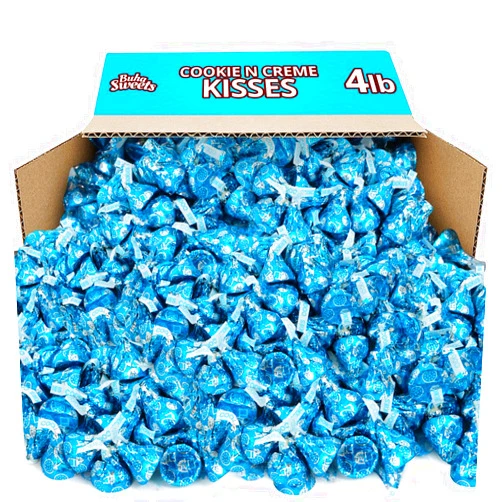 Buha Sweets Cookies & Cream Kisses Bulk Pack 4 Pound (Approx 400 Pieces) Individually Wrapped White Chocolate Cookies n Cream Candies For Parties, Special Events and Celebrations
