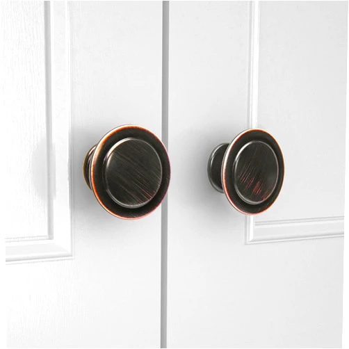 HOMOTEK 5 Pack Cabinet Knobs Drawer Pulls Zinc Stepped Round Dresser Handles,Kitchen,Cupboard, Bathroom, Wardrobe, Cabinet Hardware,Oil Rubbed Bronze