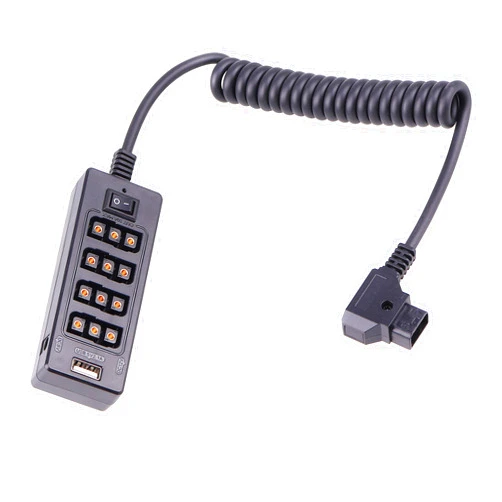 JLWIN WY-4D-TAP-DC D-tap Female Power Cable with Two DC Ports for Anton Bauer V Mount Batteries Plate Power to Monitor Cellphone Camera