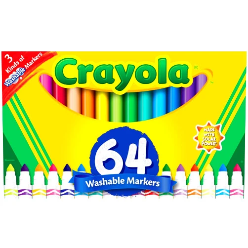 Crayola Washable Broad Line Marker Variety Set (64ct), Ultra-Clean, Window, & Gel FX Markers for Kids, Coloring Supplies for Arts & Crafts, Ages 3, 4, 5