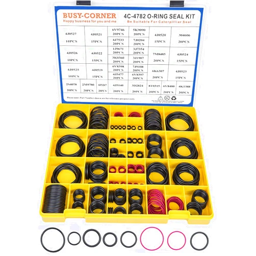 BUSY-CORNER 4C-4782 Seal O-Ring Kit, Nitrile 90, Hydraulic Hose Fitting Orings, Fits CAT Caterpillar Excavator 2701528 4C4782 Replacement