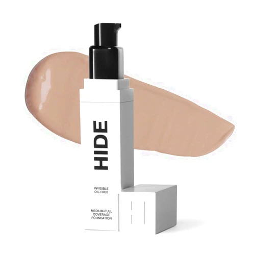 HIDE PREMIUM Liquid Foundation, Multi-Use Waterproof Foundation, Medium/Full Coverage Foundation, Shades for All Skin Types (See Shade Finder), Light Beige, 1 fl oz