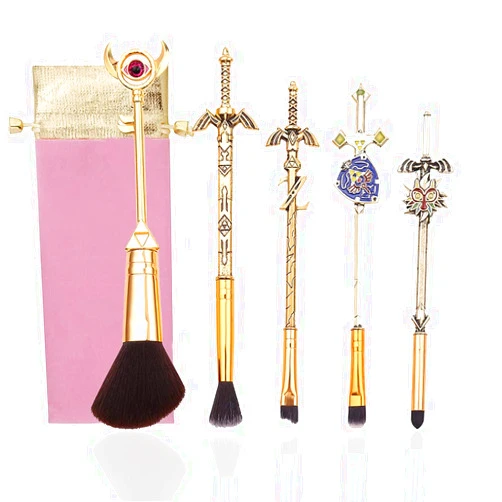 Mirabelly The Legend of Zelda: Ocarina of Time - Makeup Brush Set Suit for Zelda Fans with A Link To the Past and 4 Swords Handle Makeup Brushes(Zelda-01)