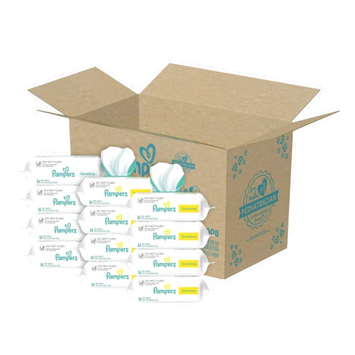 Pampers Sensitive Baby Wipes, Water Based, Hypoallergenic and Unscented, 8 Flip-Top Packs, 4 Refill Packs (1008 Wipes Total) (Packaging May Vary)