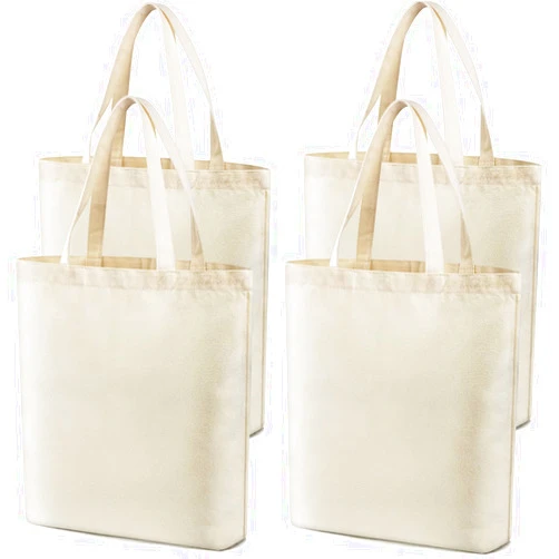 Veyist 4 Pcs Reusable Large Canvas Tote Bags, Blank Multi-purpose Canvas Bags, Suitable for DIY Project, Grocery, Shopping.