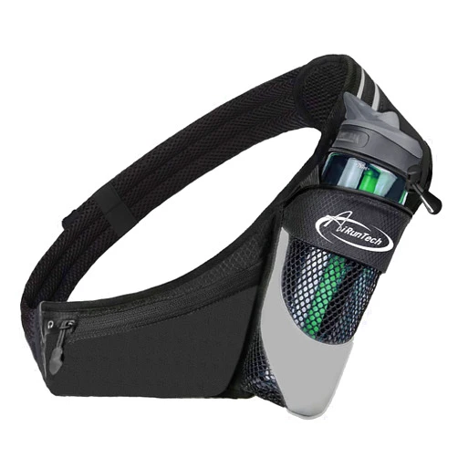 AiRunTech Fanny Pack with Water Bottle Holder for Running Walking Hiking No-Bounce Hydration Belts for Runner Athletes Fit All Waist Sizes & All Phone Models