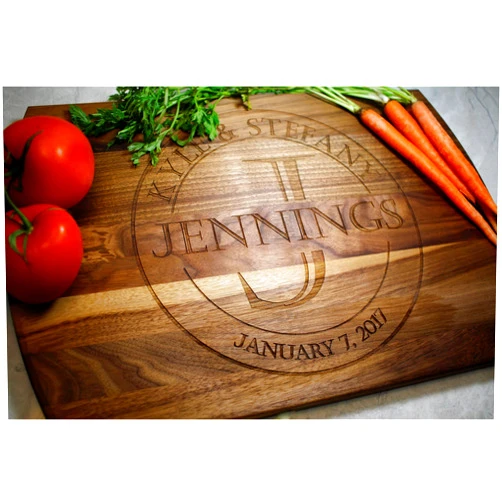 Blue Ridge Mountain Gifts Personalized Wood Cutting Board Laser Engraved Anniversary or Wedding Gift Couples Housewarming Present Customized Kitchen Tool