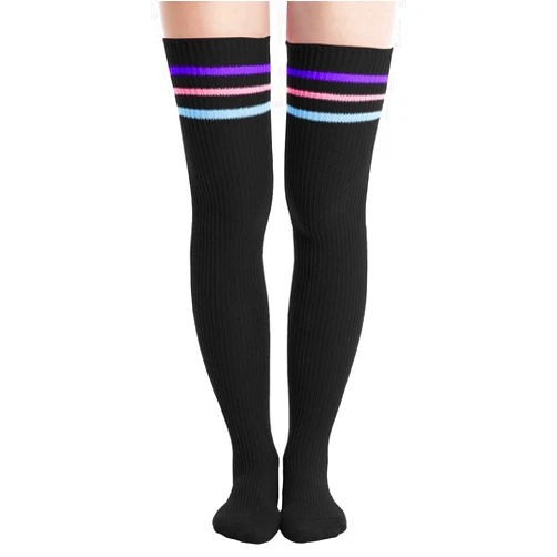 Abodhu Womens Thigh High Socks, Over Knee Socks for Women, Striped Knit Long Tall Stockings, Cosplay Casual Socks…