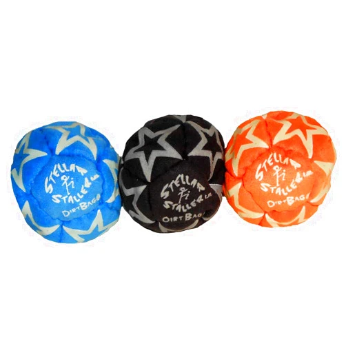 DIRTBAG Footbag Stellar Staller 3 Pack, Glow in The Dark 12-Panel Footbag Hacky Sack, Hand-Stitched, Synthetic Suede.