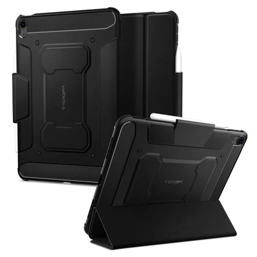 Spigen Rugged Armor Pro Designed for iPad Air 11 Inch Case (2024), 10.9 Inch 5th/4th generation Case (2022/2020) with Pencil Holder - Black
