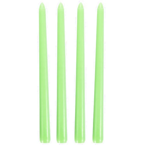Dawhud Direct Green Dripless Scented Taper Candle 4pcs Set - Smokeless Long Wax Candles - Colored Taper Candles - Unscented Taper Candles - Candlesticks for Decor on Wedding and Festival season