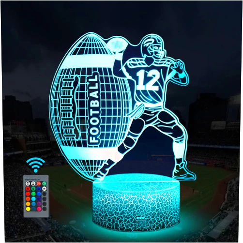 Uyeyuy Football 3D Illusion Lamp Night Light Football Gifts for Men with 16 Colors Timer Remote for Boys Age 5 6 7 8 Year Old Boys Gifts Christmas Birthday Xmas Gift Toys for Boys Girls Men Sport Fans