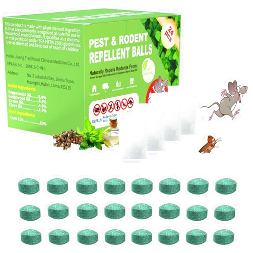 CACUTUSGO 【𝐇𝐢𝐠𝐡𝐥𝐲 𝐄𝐟𝐟𝐞𝐜𝐭𝐢𝐯𝐞】 Mouse Rodent Repellent, Peppermint Oil Mouse Balls for Rat Mice, Ant, Roach, Spider, Squirrel, Insect Control Deterrent for Indoor Outdoor, for Garden & Home-24 Pcs