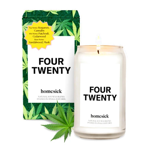 Homesick Scented Candles for Home (Four Twenty) - 13.75 oz Long-Lasting Natural Soy Wax Blend Jar Candle Gifts for Women & Men for All Occasions, 60-80 Hours Burn Time - Notes of Bergamot & Sandalwood