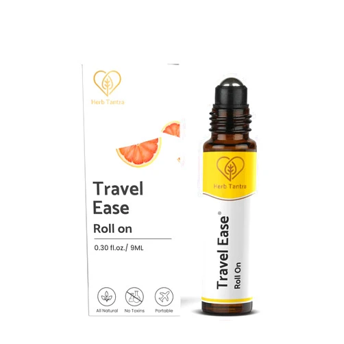 Herb Tantra Travel Ease Roll On | Combat Motion Sickness,Morning Sickness,Vertigo, Pregnancy Nausea | Natural Non Drowsy | Road Trip Essentials