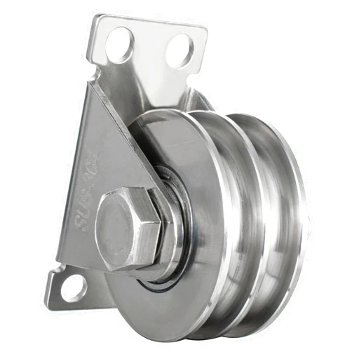 SHINICO Double Groove Cable Fixed Pulley Block, Heavy Duty Stainless Steel, Bearing Inside, Good for Pulley Lifing System 1Pack