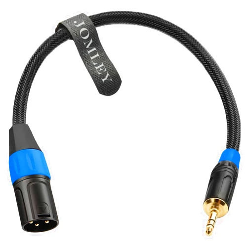 JOMLEY 3.5mm to XLR Balanced Cable, XLR Male to 1/8 inch Mini Jack Cable Adapter, XLR Male to 3.5mm Male Adapter Cable Mono Audio Cord for Cell Phone, Laptop, Speaker, Mixer -1ft