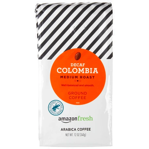 Amazon Fresh Decaf Colombia Ground Coffee, Medium Roast, 12 Ounce (Pack of 3)