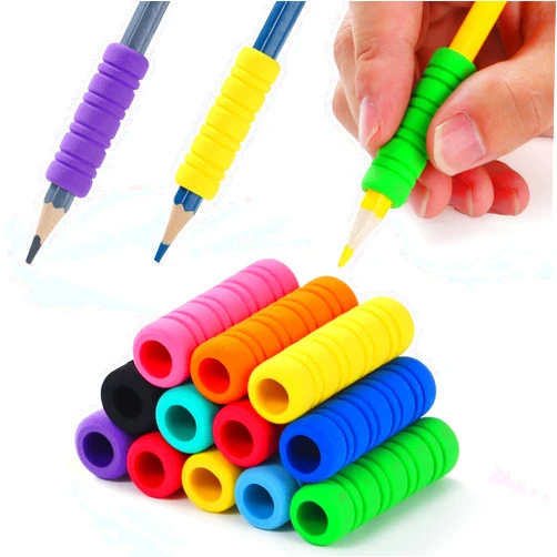 OSteed 50 Pcs Pencil Grips for Kids and Adults Handwriting, Comfort Pencil Grippers for Writing Aid, Mechanical Pencil Holder Cushion with 8 Grooves, Foam Finger Grips, 10 Colors