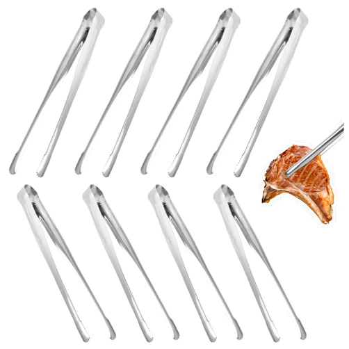 Neheewin Serving Tongs Kitchen Tongs,Buffet Tongs, Stainless Steel Food Tong Serving Tong,small tongs 8 Pack(Sliver 9 Inch)
