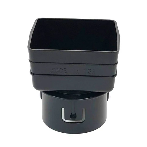 Gutterworks.com Plastic Universal Downspout to Drain Tile Adapter (4X4X4, Black)