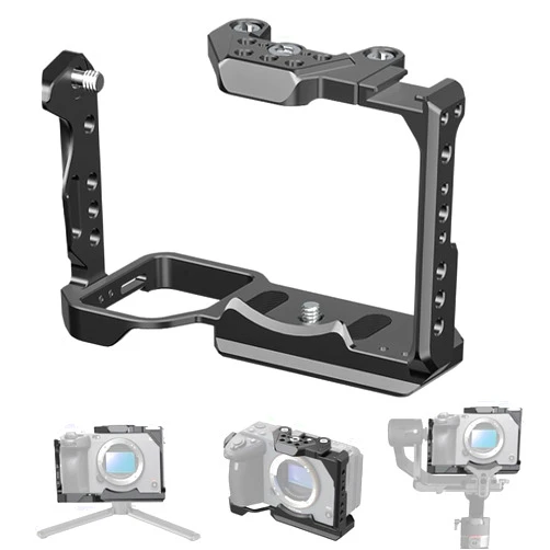 AiknowFoto FX30 FX3 Camera Cage,1/4 and 3/8 Threaded Holes Cold Shoe Port with NOTA Slider Camera Cage,Compatible Devices FX3 / FX30 Camera Cage Stabilizer-(Black)