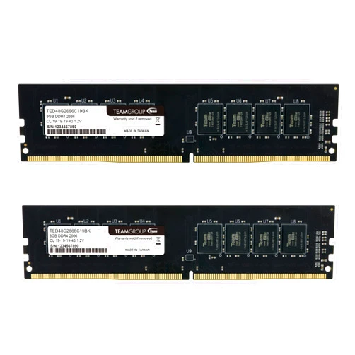 TEAMGROUP Elite DDR4 16GB Kit (2 x 8GB) 2666MHz (PC4-21300) CL19 UDIMM 288 Pin Desktop Memory - TED416G2666C19DC01