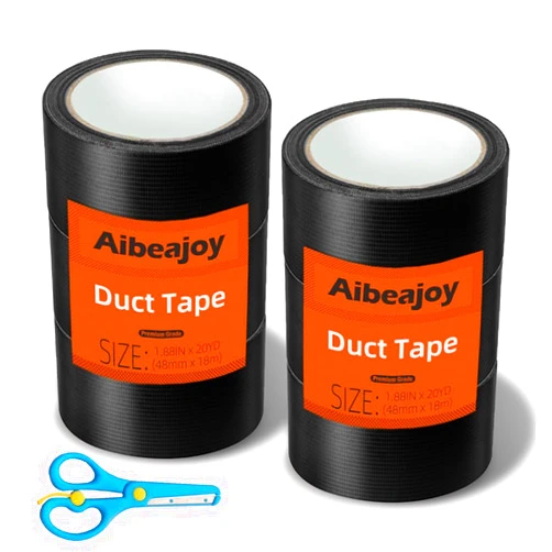 Aibeajoy Duct Tape 1.88 Inch X 20 Yards *6 Rolls *Black Duct Tape Colors Waterproof Duct Tape Colored Duct Tape Multipack for Arts Heavy Duty Duct Tape Color Duct Tape Rolls