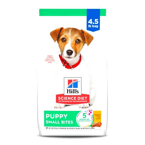 Hill's Science Diet Puppy, Puppy Premium Nutrition, Small Kibble, Dry Dog Food, Chicken & Brown Rice, 4.5 lb Bag