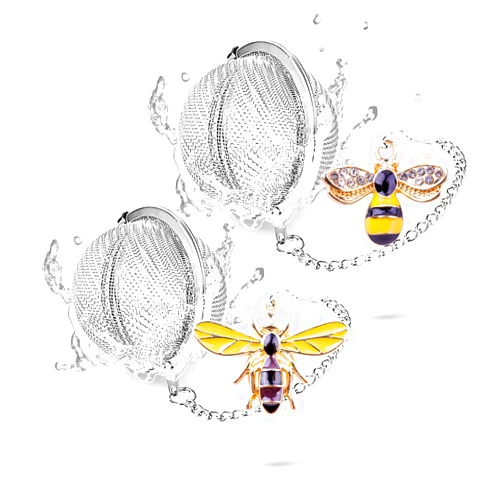 TeaSanavie Tea Infusers for Loose Tea 2 pcs TeaSanavie Tea Ball Handmade Honey Bee Tea Strainers for Loose Tea, Tea infuser with Bee Charm Pendant Loose Leaf Tea Steeper
