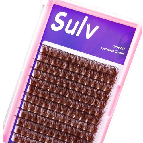 Sulv Lash Cluster S001# Dark Brown Color Lashes 144pcs Clusters D Curl 8mm,10mm,12mm,14mm,16mm,18mm,20mm to Choose Lashes Extensiond Kit Lashes Wispy Lashes Extensions (S001 Dark Brown-16mm)