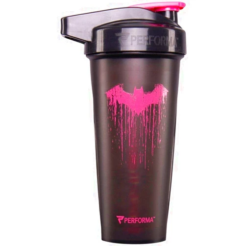 PerfectShaker Performa™ ACTIV DC Comics & Justice League Series Shaker Bottle, Best Leak Free Bottle with ActionRod Mixing Technology for Your Sports & Fitness Needs! (28oz, Pink Batman)