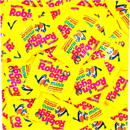 LAETAFOOD WHOPPERS Mini ROBIN EGGS Candy Snack Size Pouches, Crunchy Shell Malted Milk Chocolate, 50 Count (Bulk 1.9 Pound Pack)