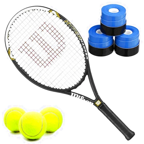 Do It Tennis Wilson Hyper Hammer 5.3 110 Pre-Strung Recreational Tennis Racquet Set or Kit Bundled with Overgrips and a Can of ITF Regulation Tennis Balls