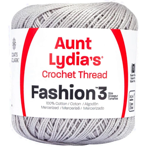 Red Heart Coats Crochet Cotton Aunt Lydia's Fashion Crochet Thread Size 3-Silver