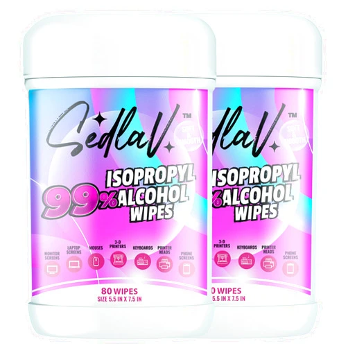 SEDLAV 99% Isopropyl Alcohol Wipes Rubbing Alcohol 99 Percent Wipes Alcohol Wipes for Tech Use (80 Count Pack of 2)